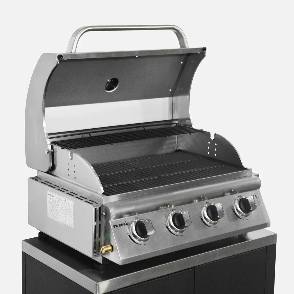 Barbecue gaz 4 feux Grimaud sur pied avec thermomètre intégré