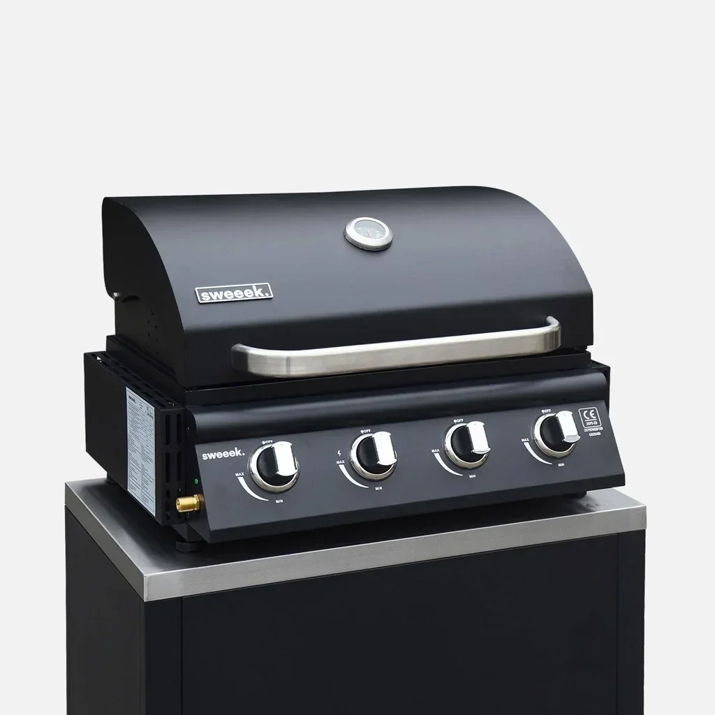 Barbecue gaz 4 brûleurs sur pied avec thermomètre intégré Grimaud