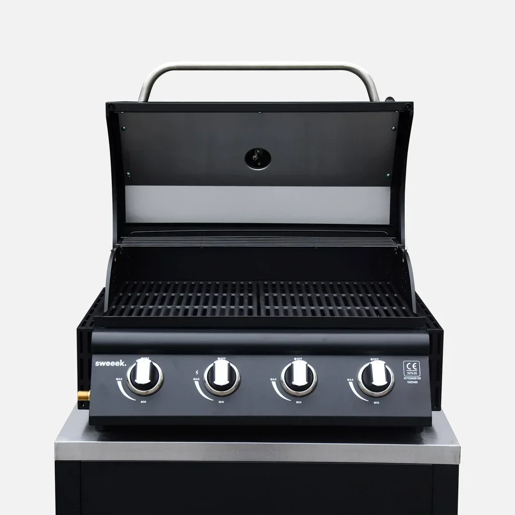 Barbecue gaz 4 brûleurs sur pied avec thermomètre intégré Grimaud
