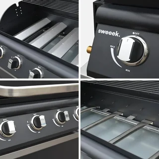Barbecue gaz 4 brûleurs sur pied avec thermomètre intégré Grimaud