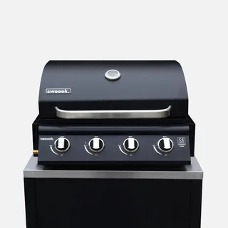 Barbecue gaz 4 brûleurs sur pied avec thermomètre intégré Grimaud
