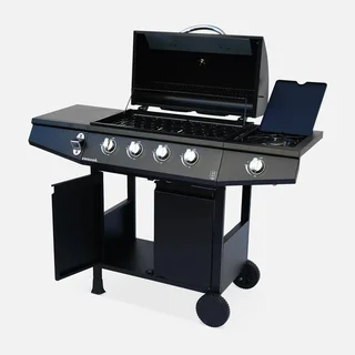 Barbecue gaz 4 feux avec réchaud latéral et thermomètre intégré