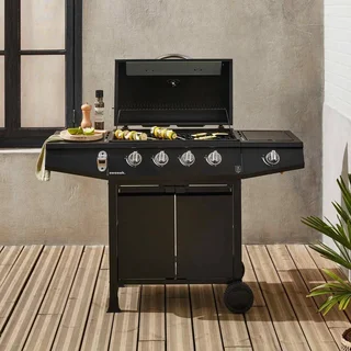 Barbecue gaz 4 feux avec réchaud latéral et thermomètre intégré