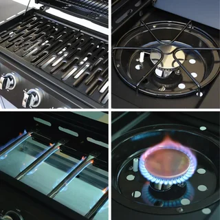Barbecue gaz 4 feux avec réchaud latéral et thermomètre intégré