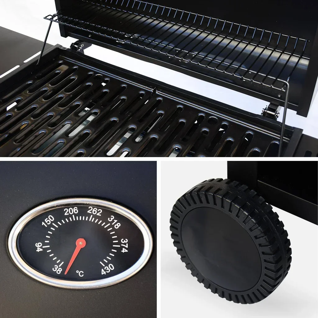 Barbecue gaz 4 brûleurs avec réchaud latéral et housse de protection