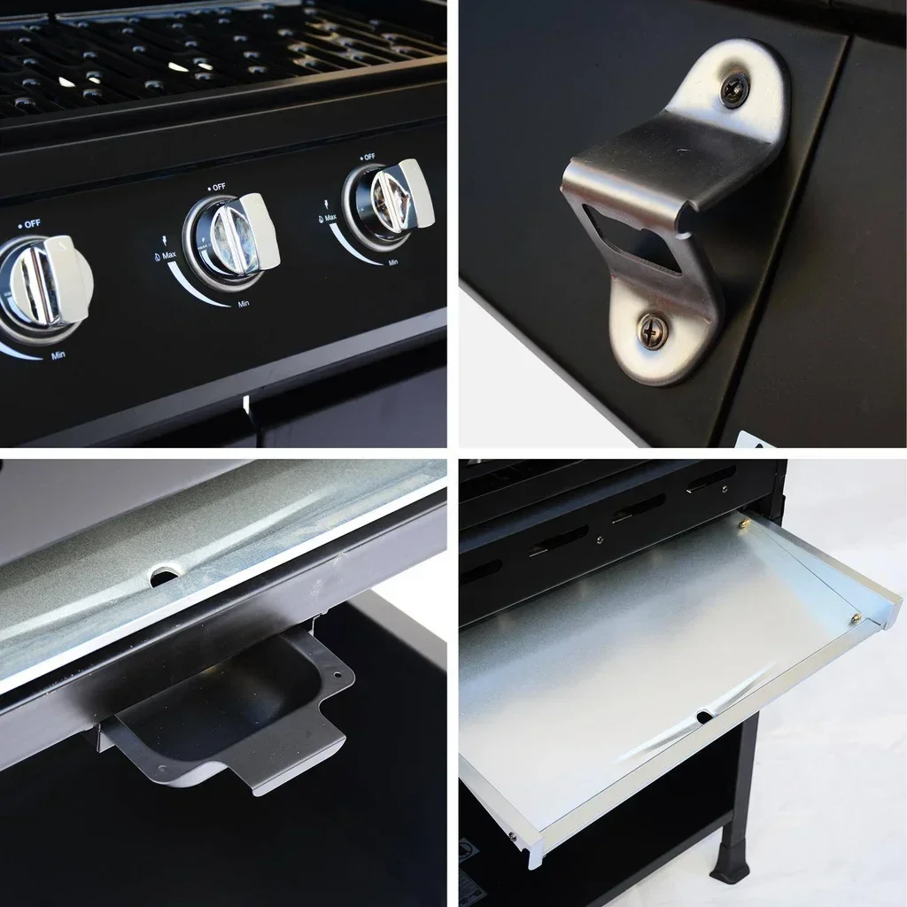 Barbecue gaz 4 brûleurs avec réchaud latéral et housse de protection