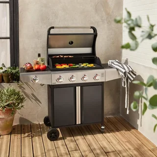 Barbecue à gaz 5 feux avec brûleur latéral intégré Bazin