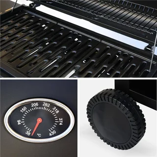 Barbecue a gas Treville con 6 bruciatori, bruciatore laterale, termometro e copertura