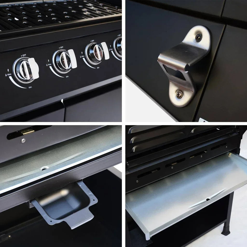 Barbecue gaz 6 brûleurs Treville avec réchaud latéral et thermomètre