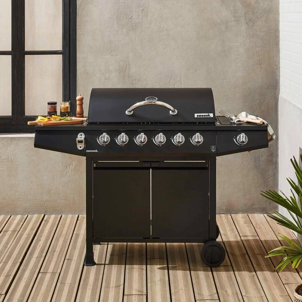 Barbecue gaz 6 brûleurs Treville avec réchaud latéral et thermomètre