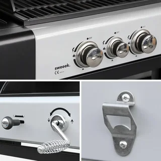 Barbecue hybride gaz charbon 3 brûleurs plancha fumoir housse