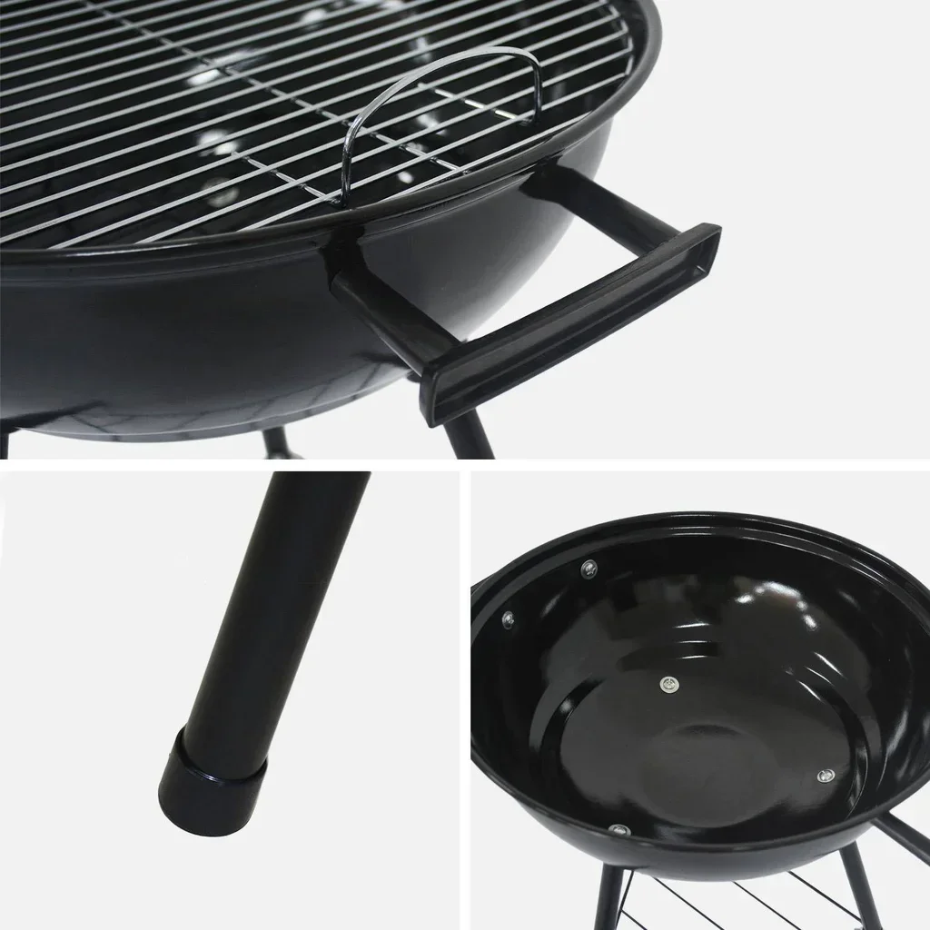 Barbecue sphérique charbon de bois 39 cm acier émaillé portable 6-8 personnes