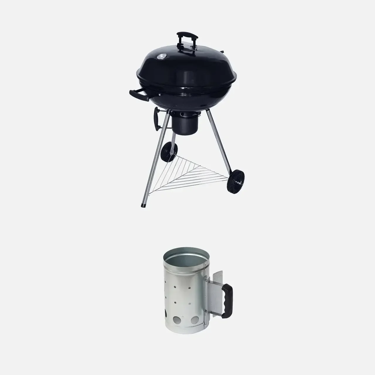 Barbecue sphérique charbon Ø57cm grill fumoir roulettes cheminée allumage rapide