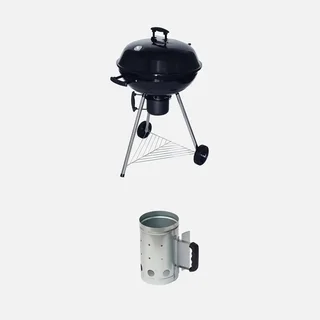 Barbecue sphérique charbon Ø57cm grill fumoir roulettes cheminée allumage rapide