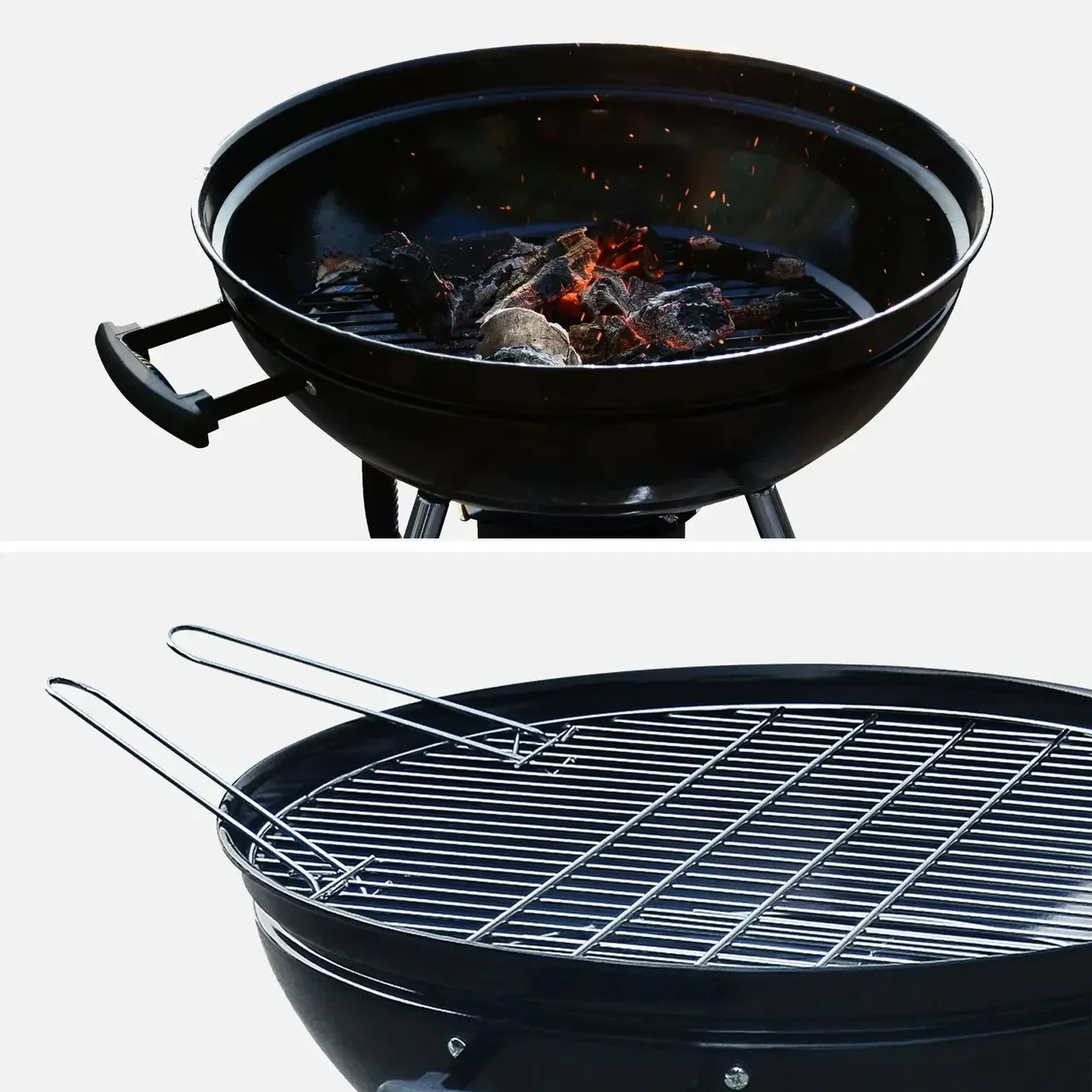 Barbecue sphérique charbon Ø57cm grill fumoir roulettes cheminée allumage rapide