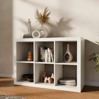 Estantería madera 6 compartimentos 2 niveles almacenamiento modular