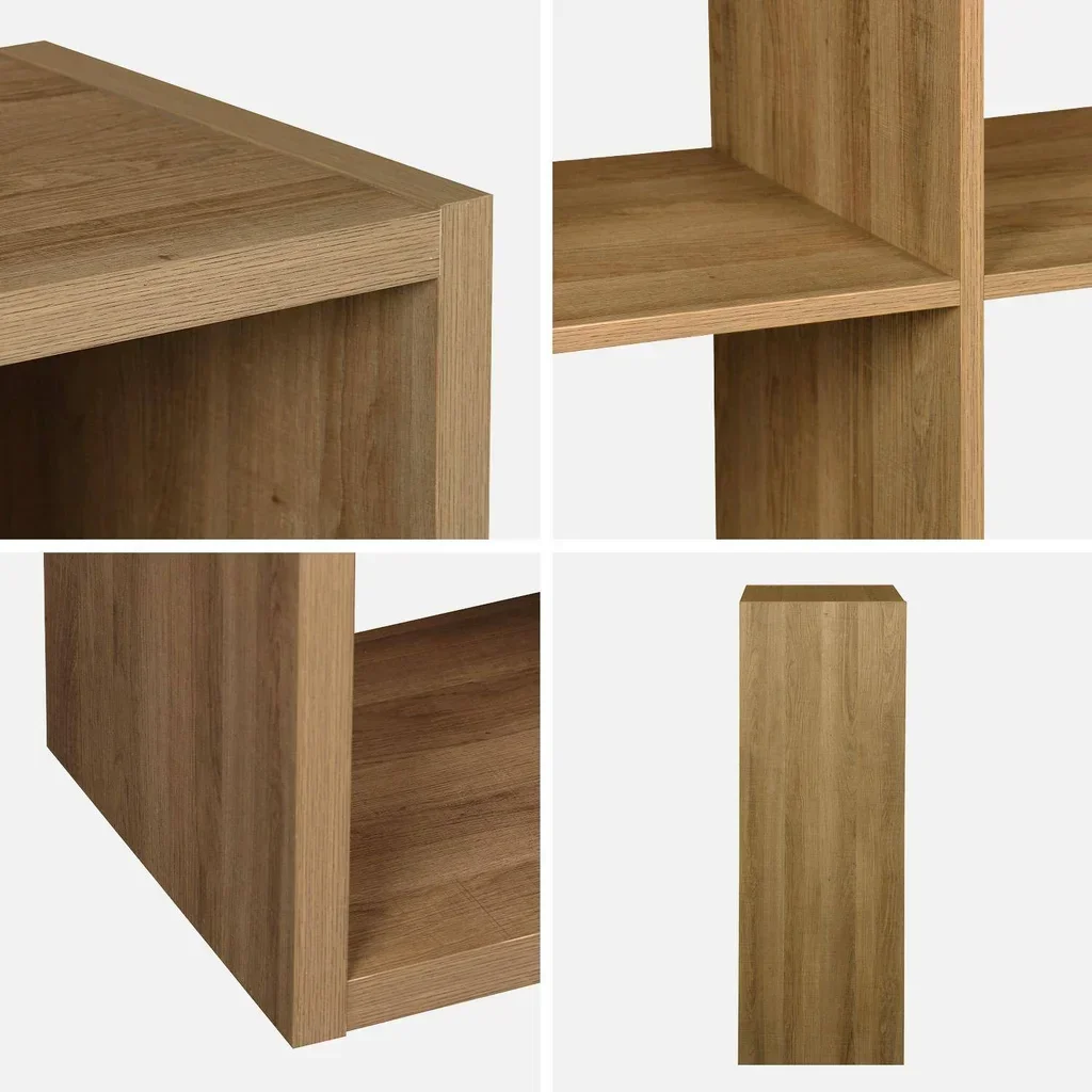 Librería 2 niveles 6 compartimentos madera mango diseño contemporáneo