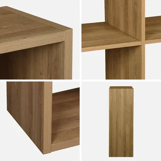 Librería 2 niveles 6 compartimentos madera mango diseño contemporáneo