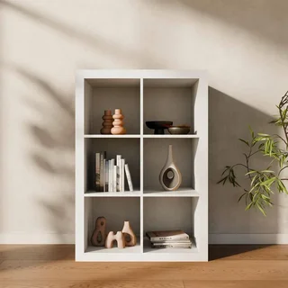 Estantería madera 6 compartimentos 2 niveles almacenamiento modular