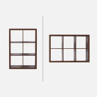 Librería 2 Niveles 6 Compartimentos Madera Mango Diseño Contemporáneo Salón Oficina