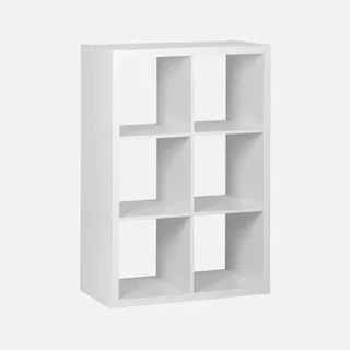 Estantería madera 6 compartimentos 2 niveles almacenamiento modular
