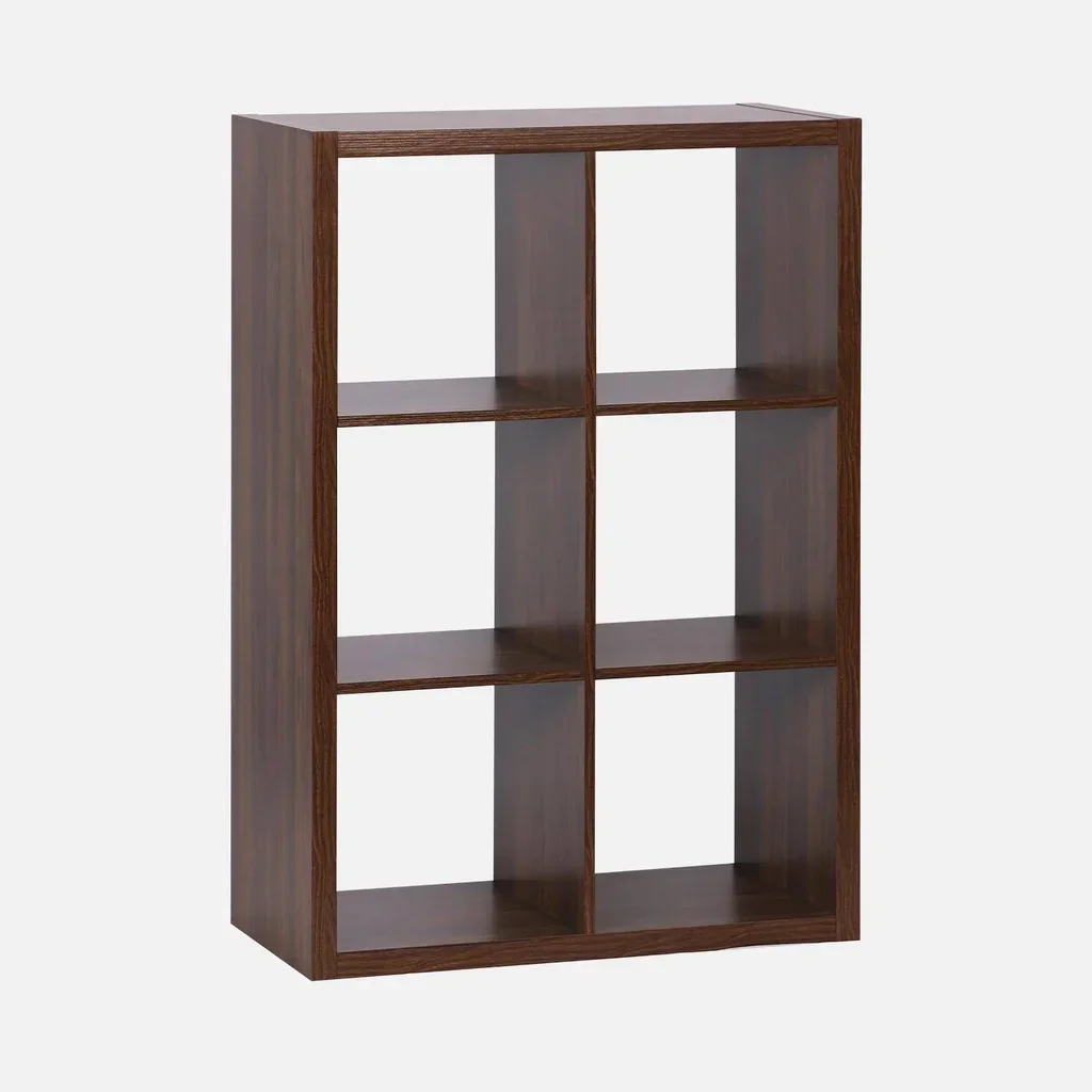 Librería 2 Niveles 6 Compartimentos Madera Mango Diseño Contemporáneo Salón Oficina
