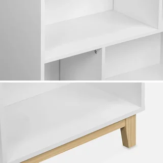 Bibliothèque scandinave 4 niveaux bois naturel et blanc Floki