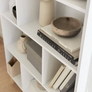 Bibliothèque scandinave 4 niveaux bois naturel et blanc Floki