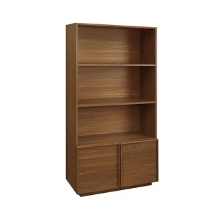 Bibliothèque 5 étagères 2 portes style bois Kuba 160 cm