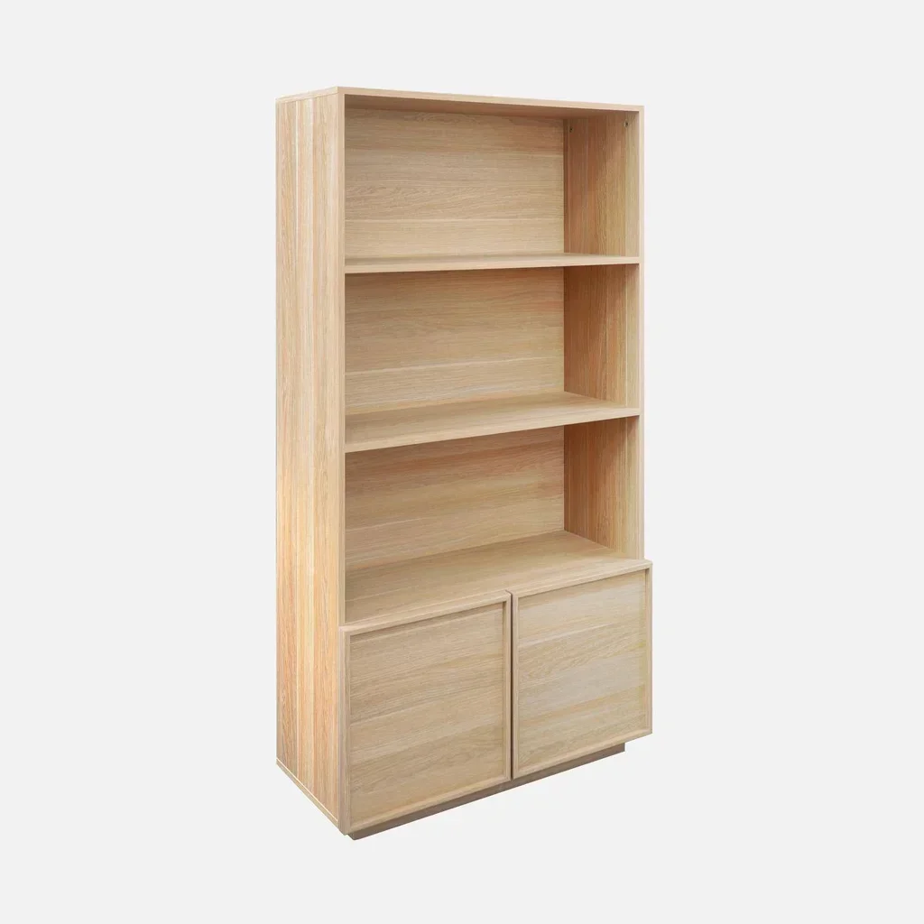 Bibliothèque 5 étagères 2 portes style bois Kuba 160 cm
