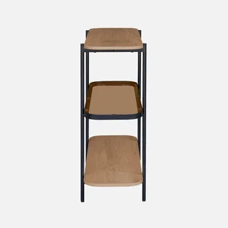 Bibliothèque design 3 étages bois verre trempé métal noir Smooky