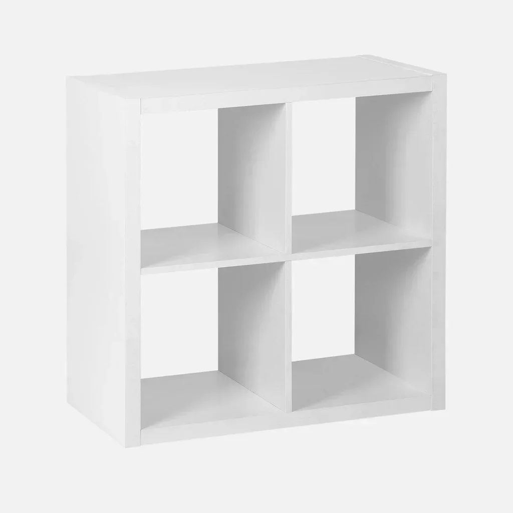 Bibliothèque design 4 cases bois - Étagère 2 niveaux style manguier contemporain