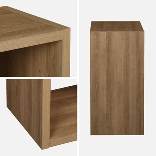 Bibliothèque design 4 cases bois 2 niveaux style contemporain manguier