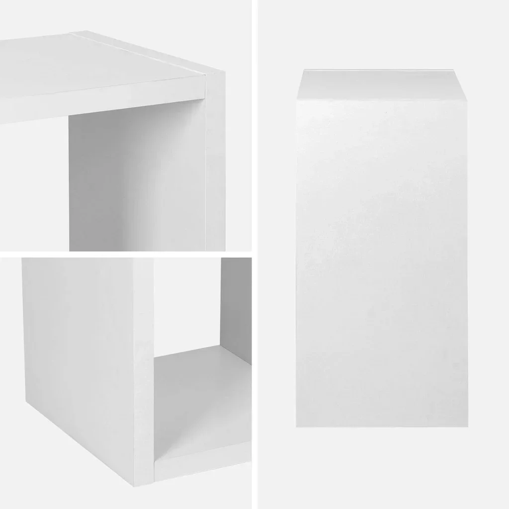 Bibliothèque design 4 cases bois - Étagère 2 niveaux style manguier contemporain