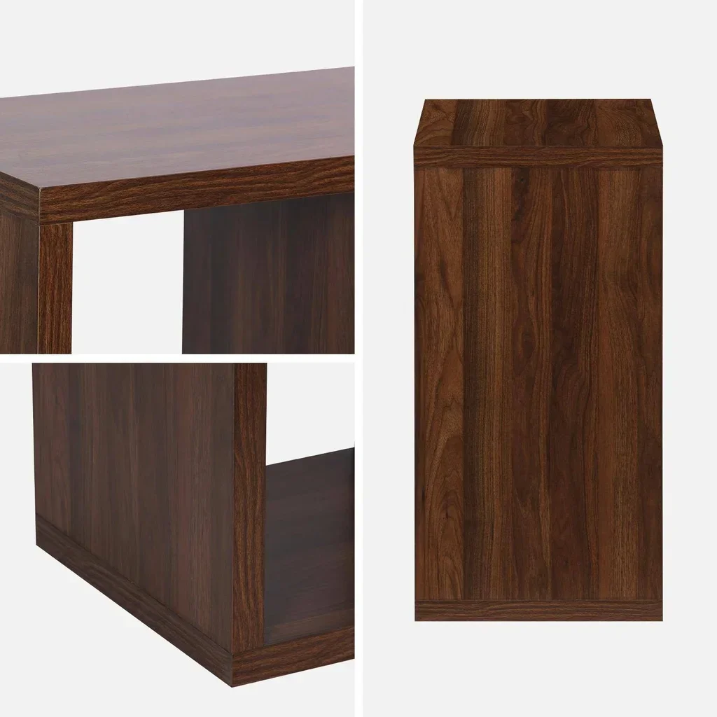 Bibliothèque design 4 cases bois - Étagère rangement 2 niveaux