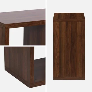 Bibliothèque design 4 cases bois - Étagère rangement 2 niveaux