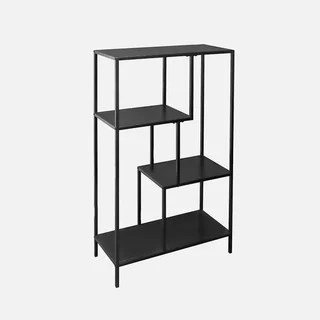Bibliothèque design asymétrique 4 étages métal noir - Collection Industrielle
