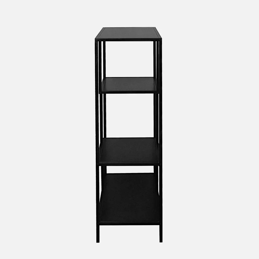 Bibliothèque design asymétrique 4 étages métal noir - Collection Industrielle