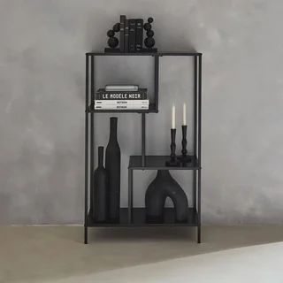 Bibliothèque design asymétrique 4 étages métal noir - Collection Industrielle