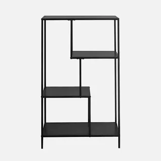 Bibliothèque design asymétrique 4 étages métal noir - Collection Industrielle