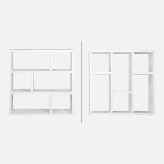 Bibliothèque design asymétrique bois 3 étages 6 cases Basiks manguier