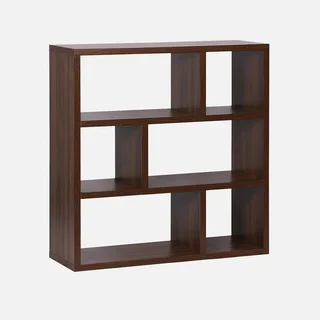 Bibliothèque design asymétrique bois 6 cases manguier salon bureau