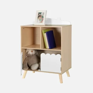 Kinder Bücherregal 2 Regale 2 Türen Grün Holz Azur