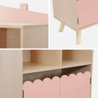 Kinderregal 2 Fächer 2 Türen Holz Grün Azur Finish