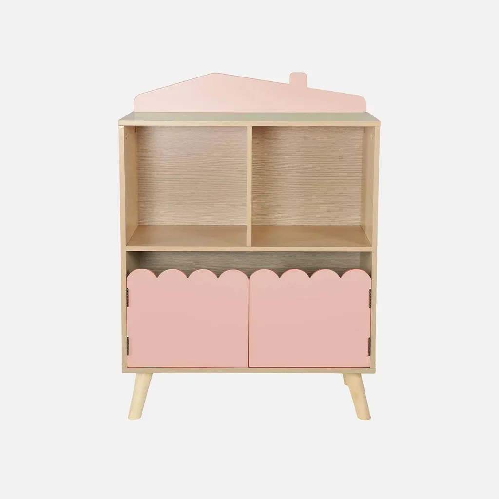 Kinderregal 2 Fächer 2 Türen Holz Grün Azur Finish