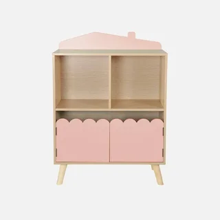 Kinderregal 2 Fächer 2 Türen Holz Grün Azur Finish