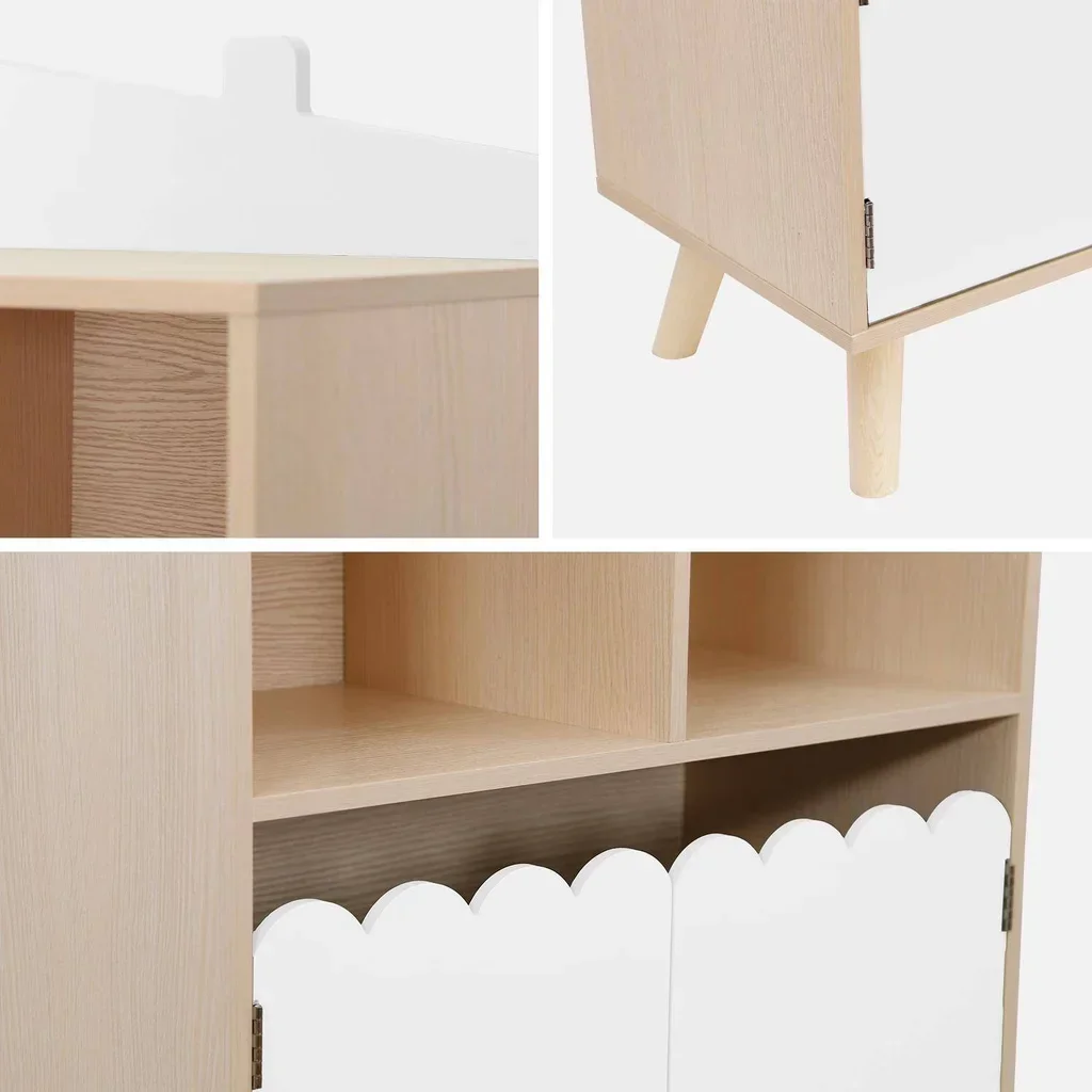 Kinder Bücherregal 2 Regale 2 Türen Grün Holz Azur