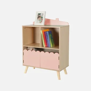 Kinderregal 2 Fächer 2 Türen Holz Grün Azur Finish