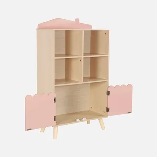 Bibliothèque enfant pin massif 4 niveaux 2 portes rangement collection Azur