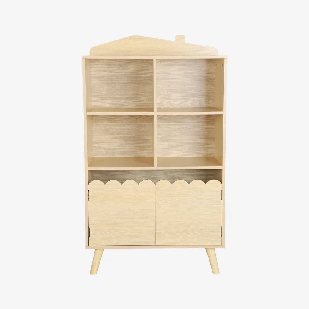 Bibliothèque enfant pin massif 4 niveaux 2 portes Azur